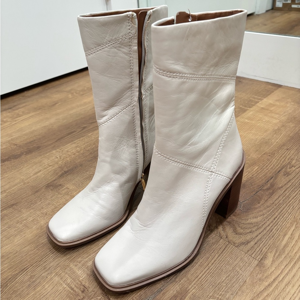 Franco Sarto Stormy White Leather Women's Boots